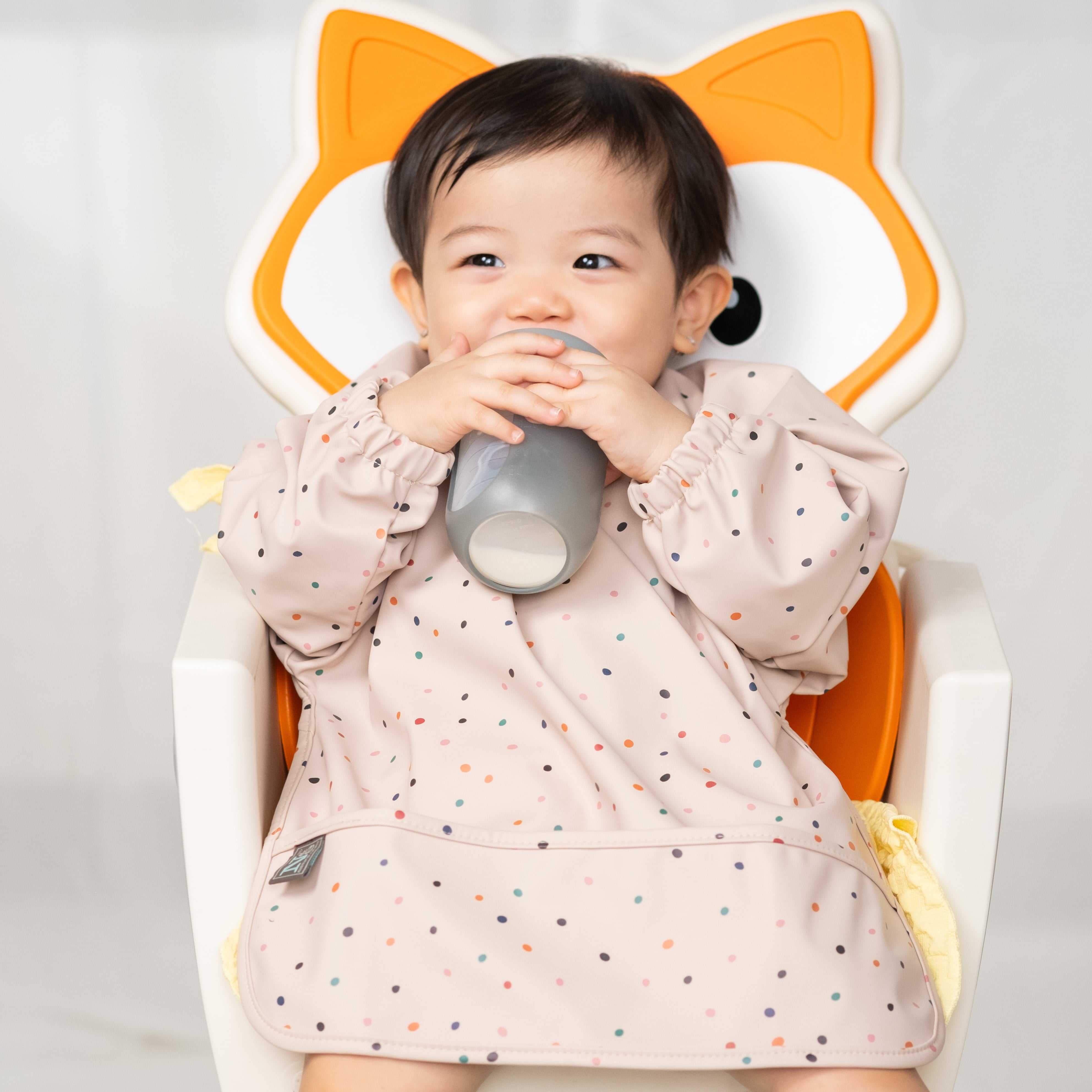 Long Sleeve Baby Bib With Wide Food Catcher